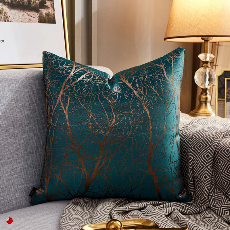 Modern Lightweight Sofa Car Cushion Cover Silk Satin Hot Stamping Metallic Color Pillowcase
