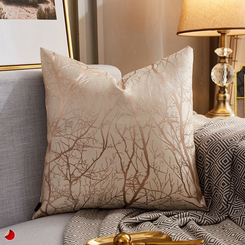 Modern Lightweight Sofa Car Cushion Cover Silk Satin Hot Stamping Metallic Color Pillowcase
