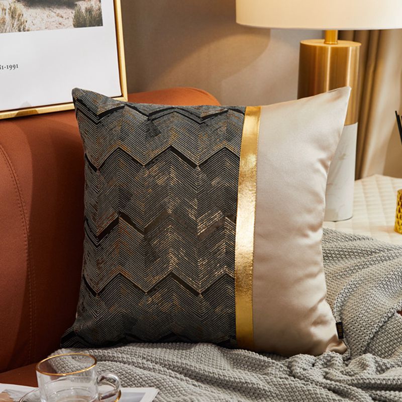 Modern Lightweight Sofa Car Cushion Cover Silk Satin Hot Stamping Metallic Color Pillowcase