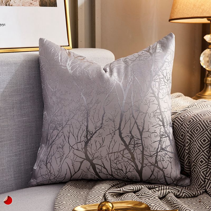 Modern Lightweight Sofa Car Cushion Cover Silk Satin Hot Stamping Metallic Color Pillowcase