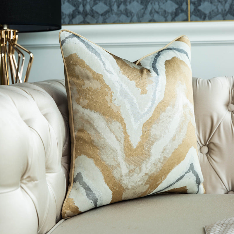 Modern Gold Green Striped Cushion Cover Geometric Gold Wave Sofa Pillow Case Backrest Waist Pillowcase 30x5 45 50cm