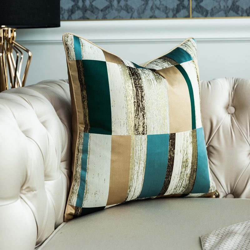 Modern Gold Green Striped Cushion Cover Geometric Gold Wave Sofa Pillow Case Backrest Waist Pillowcase 30x5 45 50cm