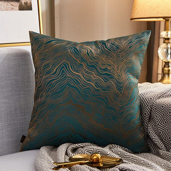Modern Lightweight Sofa Car Cushion Cover Silk Satin Hot Stamping Metallic Color Pillowcase