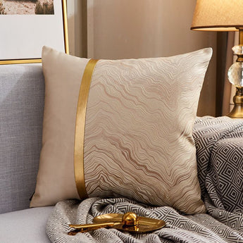 Modern Lightweight Sofa Car Cushion Cover Silk Satin Hot Stamping Metallic Color Pillowcase