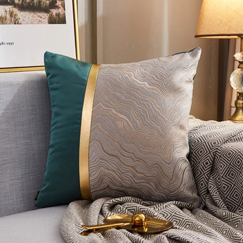 Modern Lightweight Sofa Car Cushion Cover Silk Satin Hot Stamping Metallic Color Pillowcase