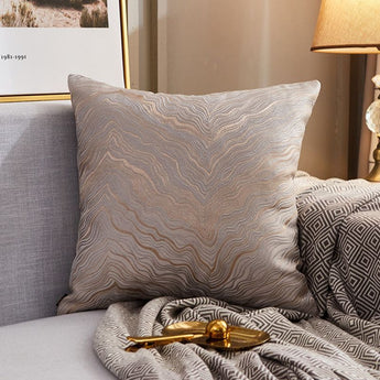 Modern Lightweight Sofa Car Cushion Cover Silk Satin Hot Stamping Metallic Color Pillowcase