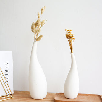  White Water Drop Vase Simple Modern Model Room Ceramic Dried Flower Flower Ornaments