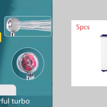  Shower Head Water Saving Flow 360 Degrees Rotating With Small Fan ABS Rain High Pressure Spray Nozzle Bathroom Accessories