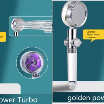  Shower Head Water Saving Flow 360 Degrees Rotating With Small Fan ABS Rain High Pressure Spray Nozzle Bathroom Accessories